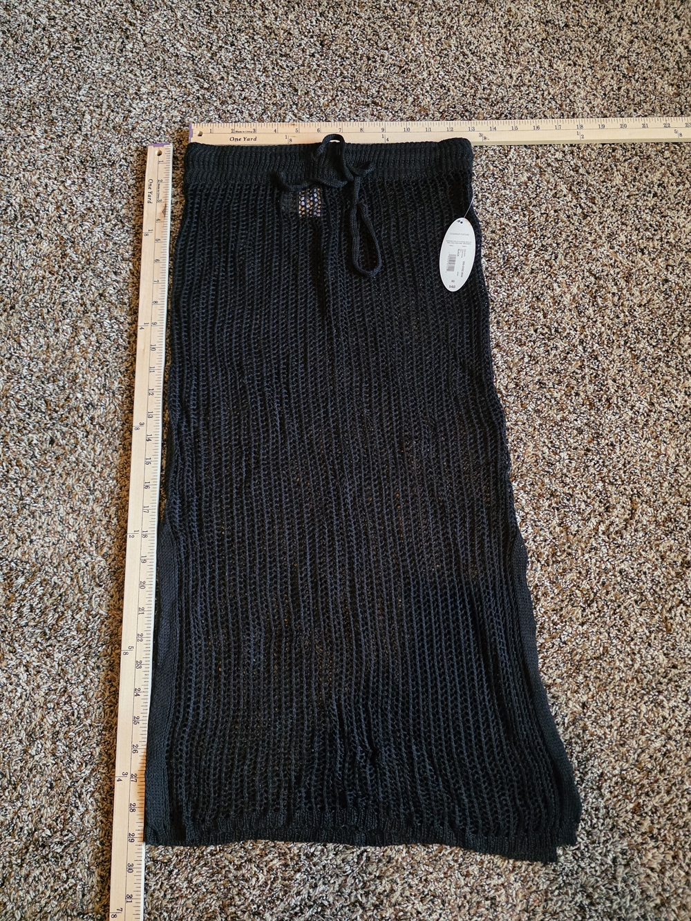 jcpenney Black Crochet Knit Swim Sarong Cover-Up with Drawstring Waist